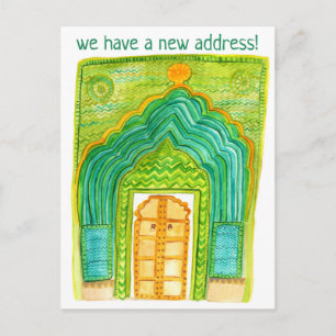 Byte av Adress Flytta Peacock Door Watercolor Vykort