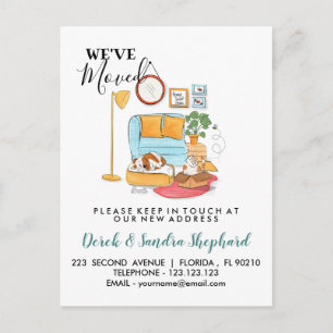 Byte av adress har vi flyttat med illustration meddelande vykort