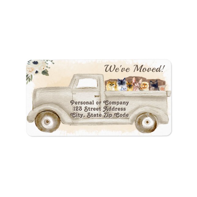 Byte av adress, katter, returadressetikett adressetikett (Framsidan)