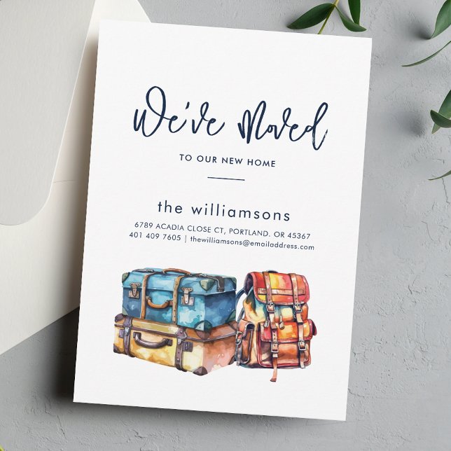 Byte av Adress-minimalistisk Flytta Meddelande (We Moved Luggages Change of Address Moving Announcement)