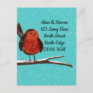 Byte av adress Robin om gren Vykort