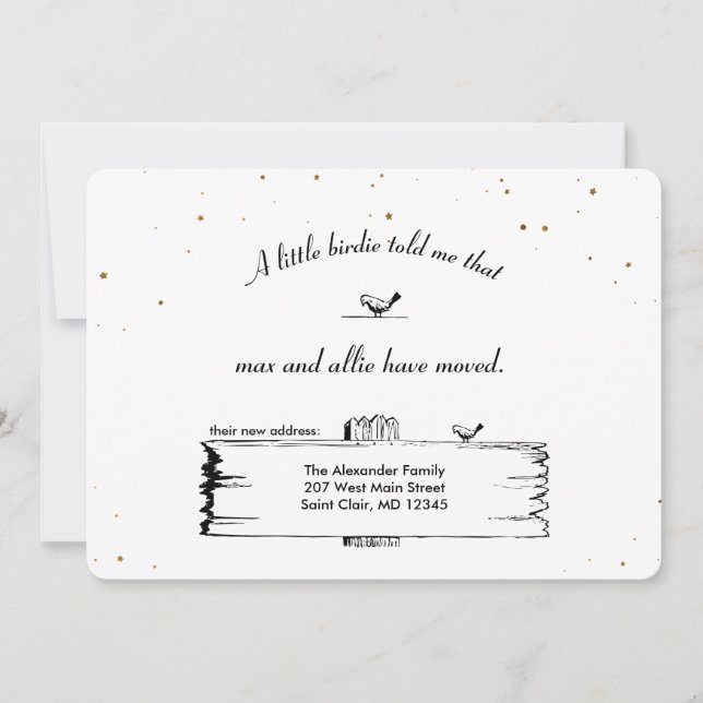 Byte av Adress-skyltfåglar med stjärnor Meddelande (Framsida)