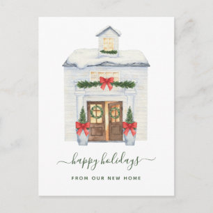 Byte av Adress Snowy-julhuset Helg Vykort