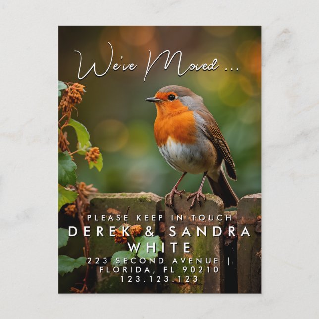 Byte av adress som vi har flyttat meddelande vykort (Framsida)