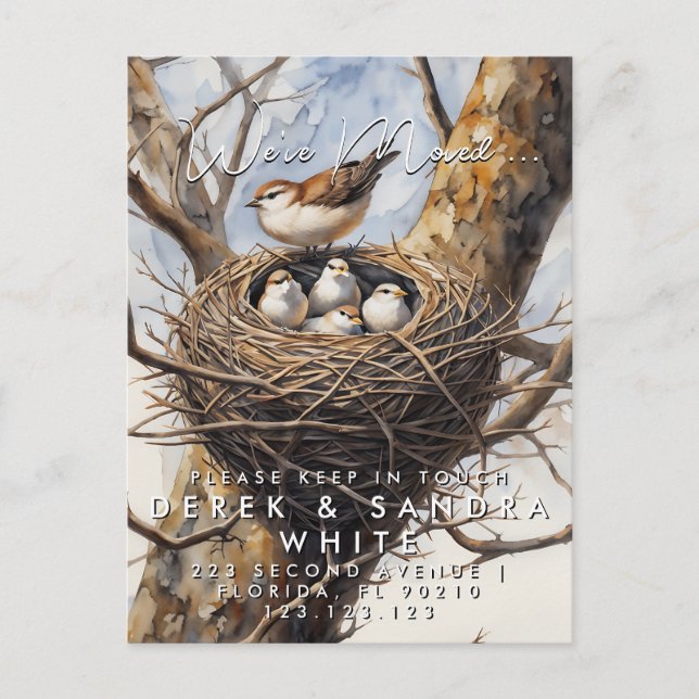 Byte av adress som vi har flyttat utlysningspost meddelande vykort (Framsida)