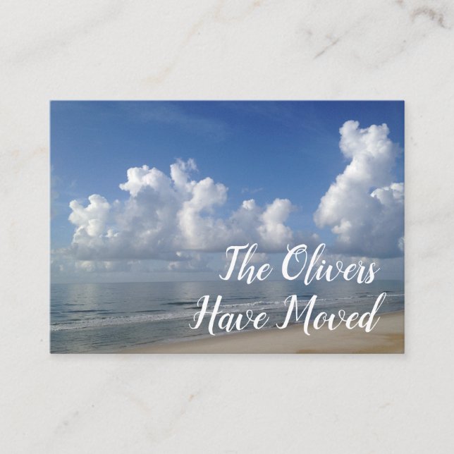 Byte av Adress till Beach Home Photo Card Visitkort (Framsida)