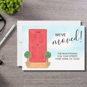 Byte av Adress Vi har flyttat Red Dörr Watercolor Meddelande