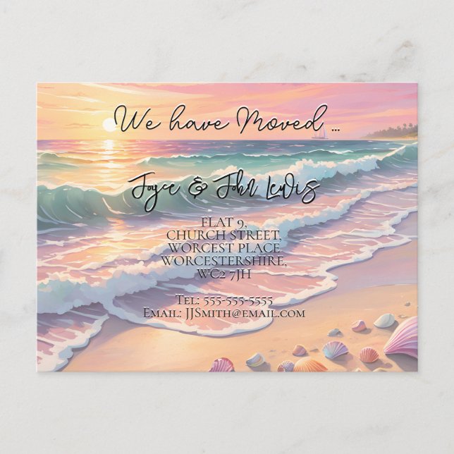 Byte av adress-vykort för kustnära hem meddelande vykort (Framsida)