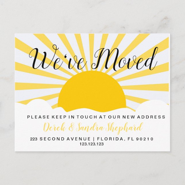 Byte av adressvykort som vi har flyttat sol vykort (Framsida)