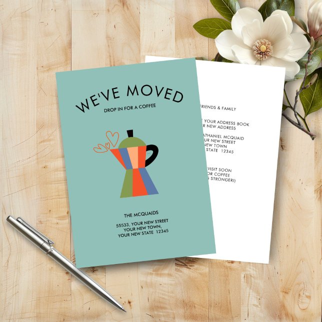 Byte av Älskare-kort för Adress-kaffe Meddelande (Change of Address Coffee Lovers card)