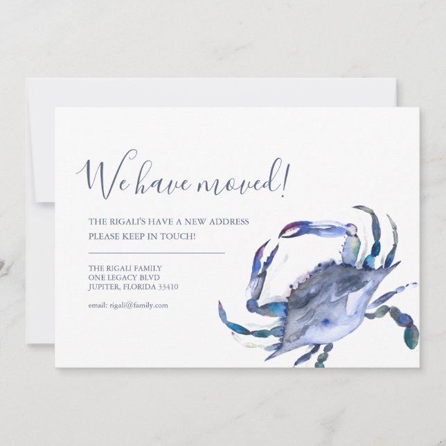 Byte av Flytta om Adress Blue Crab Meddelande (Framsida)