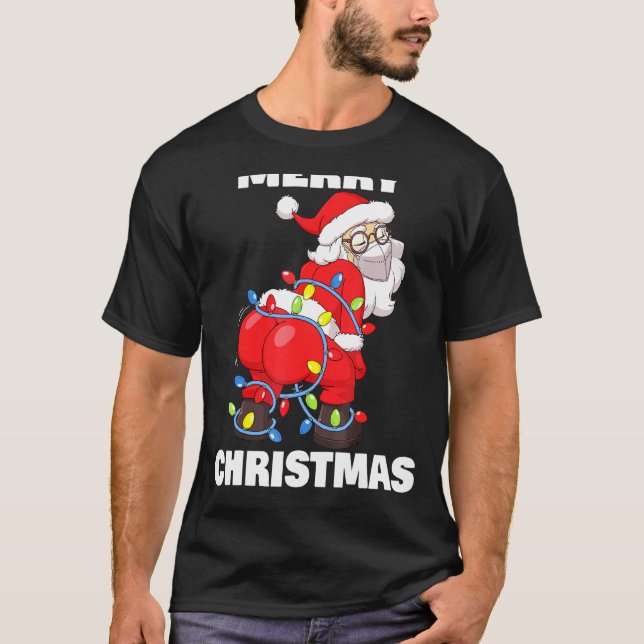 Byte av Jultomten i Mask God jul Träd T Shirt (Framsida)