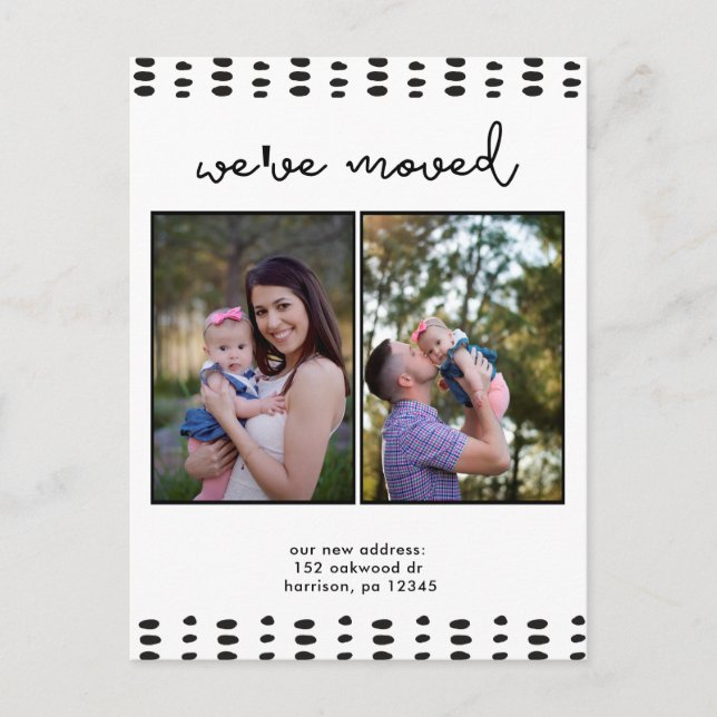 Byte av Lägg till bild svart och vit Adress Dubbla Meddelande Vykort (Framsida)