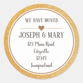 Byte av modern adress guld glitter runt klistermärke