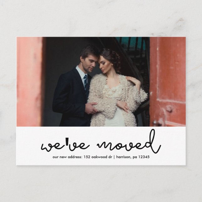 Byte av modern Adress-typografi och foto Meddelande Vykort (Framsida)