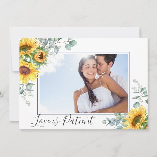 Byte av plan Kärlek är patientuppskjutet Bröllop Inbjudningar (Framsida)