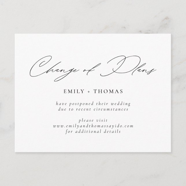 Byte av planer Minimalistisk Modernt Skript Vykort (Framsida)