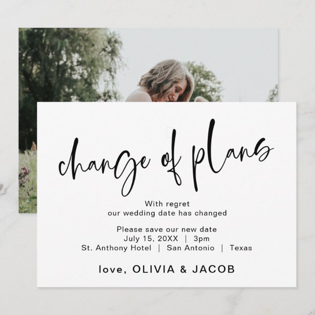 Byte av planer | Modernt svart och vitt Spara Datumet (Fram/baksida)