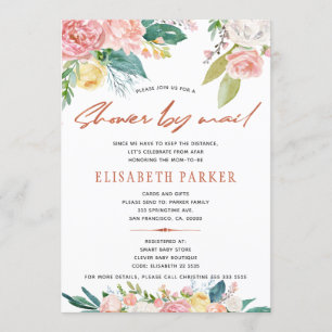 Byte av planer rosa blomstertema baby shower via p inbjudningar