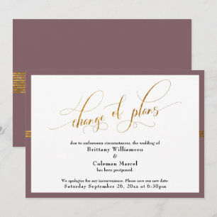 Byte av planerad Elegant Mauve w/Guld Rand Card Inbjudningar