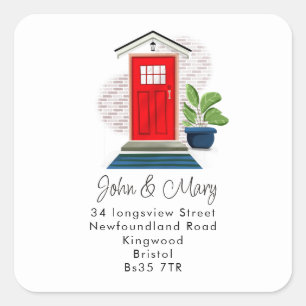 Byte av röd ytterdörr för klistermärke i Adress