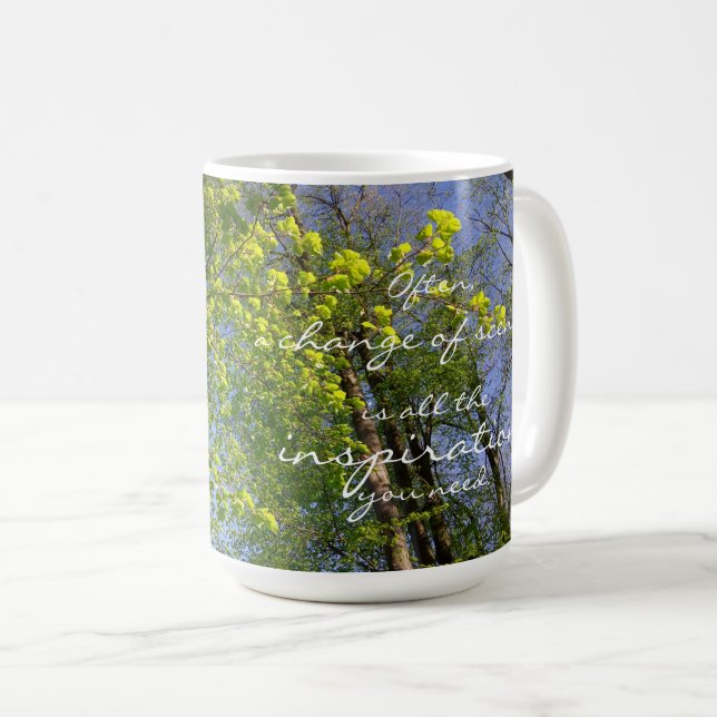 Byte av scen, inspiration du behöver, Linden Träd Kaffemugg (Framsida höger)