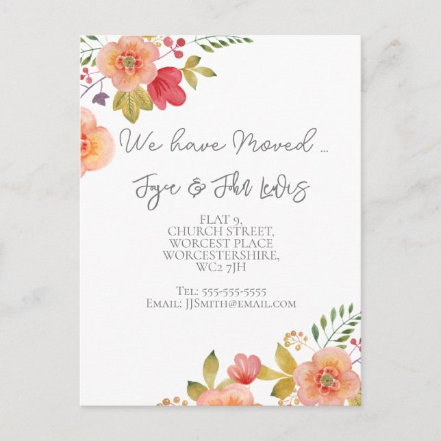 Byte av vykort för blommigt av adress Elegant (Framsida)