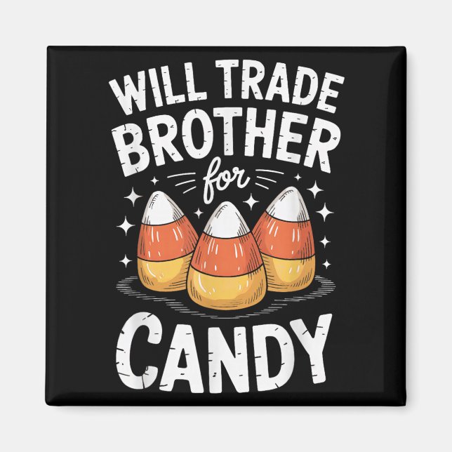 Byter Bror Mot Halloween Godis Matchande Systrar Magnet (Framsidan)