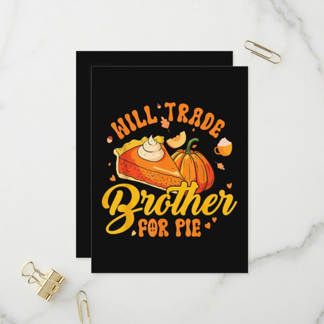 Byter Bror mot Paj Thanksgiving Humor Höst Inbjudan Vykort (Fram/Back In Situ)