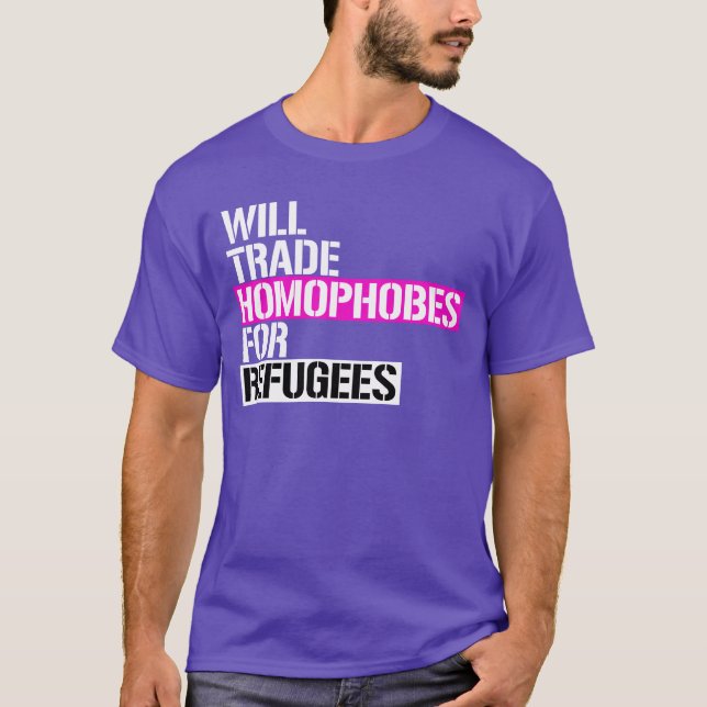 Byter homofober mot flyktingar t shirt (Framsida)