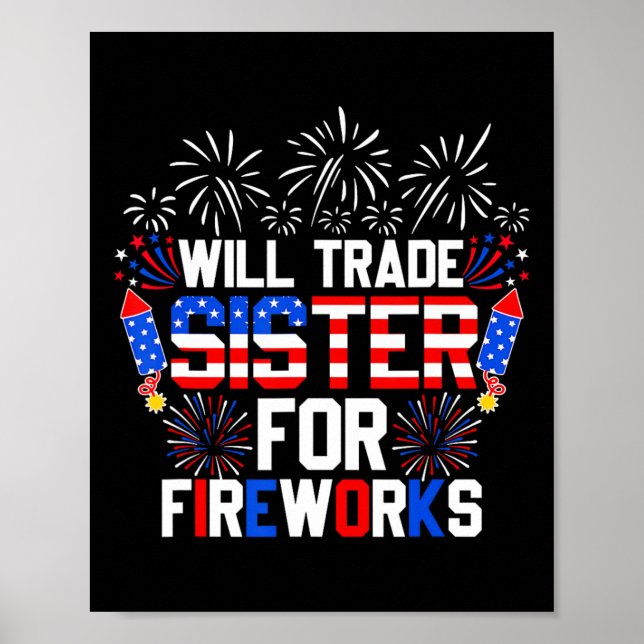 Byter syster mot fyrverkerier Rolig 4 juli  Poster (Framsidan)