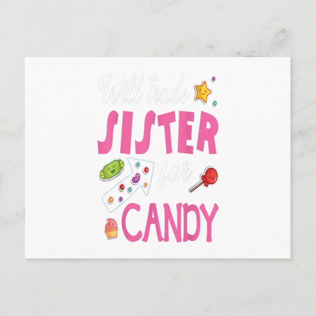 Byter syster mot godis Påskfirande present Vykort (Framsida)
