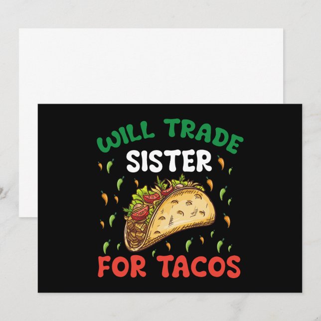 Byter syster mot tacos Cinco De Mayo-fest Inbjudningar (Fram/baksida)