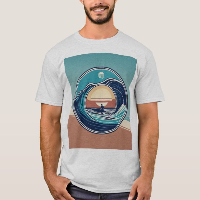 Bytesvåg: Minimalistisk skiss av havskraften T Shirt (Framsida)