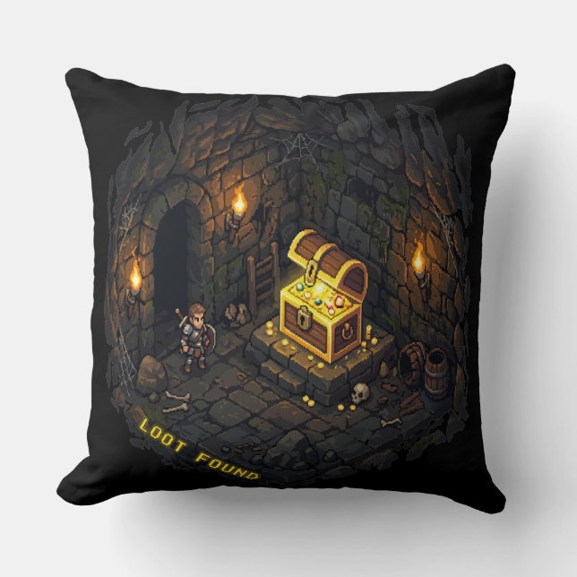 Bytet Fann Fantasi Grotta Pixel Art Design Kudde (Framsida)