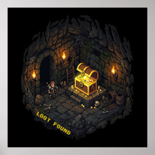 Bytet Fanns Fantasy Källardesign Pixel Art Poster