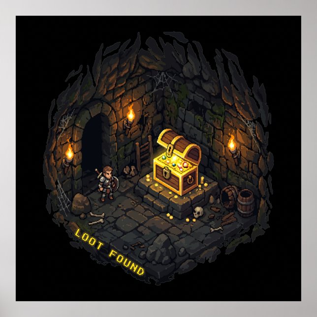 Bytet Fanns Fantasy Källardesign Pixel Art Poster (Framsidan)