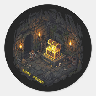 Bytet Funnit Fantasy Dungeon Pixel Art Design Runt Klistermärke