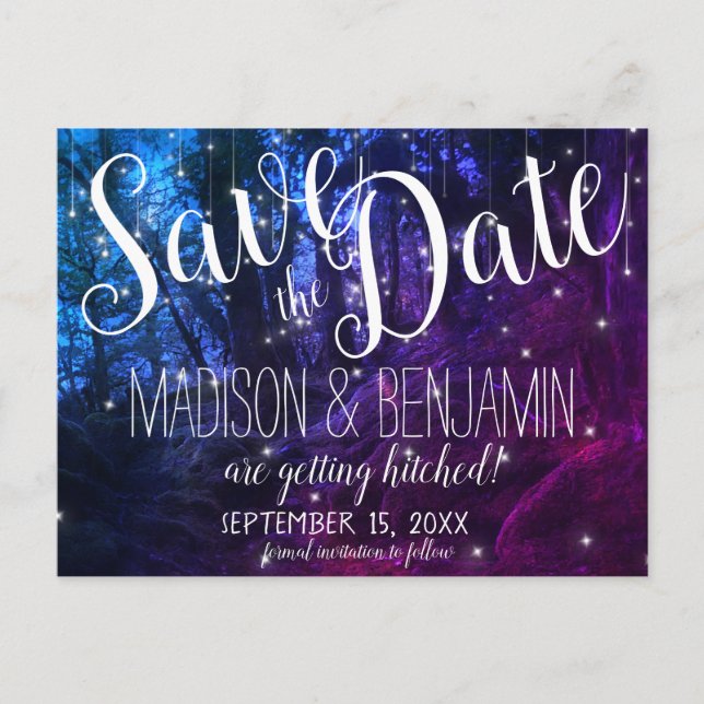 Bytt Träd Fairy Ljus Spara datumet Vykort (Framsida)