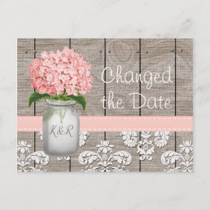 Bytte Datum Monogram Rosa Hydrangea Murbrukskruk Vykort