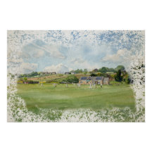 Byvards Cricket Under Yorkshire-himlen Vattenfärg