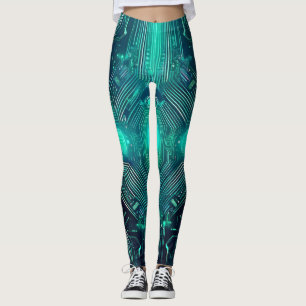 Byxdesign Leggings med Kretskortsmönster: Tech-Ins