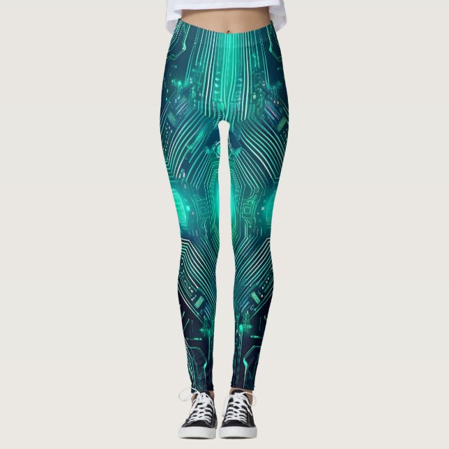 Byxdesign Leggings med Kretskortsmönster: Tech-Ins (Framsida)