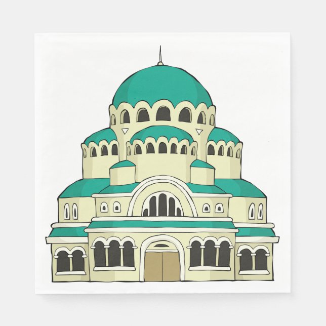 Byzantine Architecture Teal Dome Cathedral Pappersservett (Framsidan)