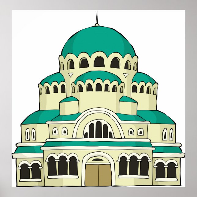Byzantine Architecture Teal Dome Cathedral Poster (Framsidan)