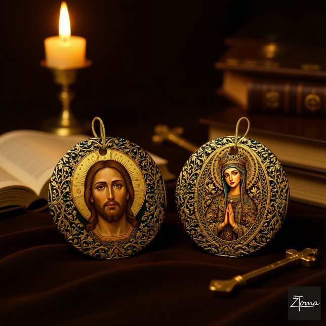 Byzantine Christ Icon - Jesus Julgransprydnad Keramik (Skapare uppladdad)