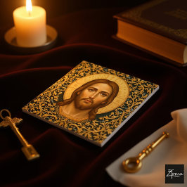 Byzantine Christ Icon - Jesus Kakelplatta