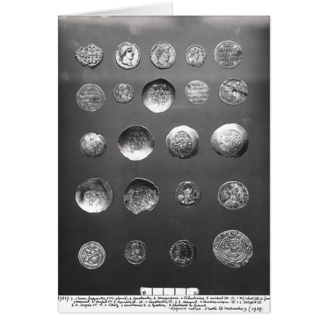 Byzantine-, romare- och Sassanian mynt Hälsningskort (Framsidan)