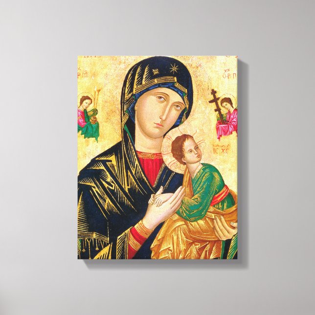 Byzantine Virgin Mary och Child Icon jul Canvastryck (Framsida)