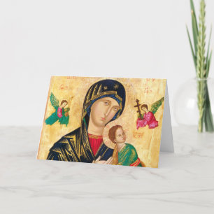 Byzantine Virgin Mary och Child Icon jul Helgkort